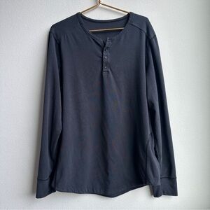 Lululemon Mens Black Long Sleeve Henley Casual Pima Cotton Size XL?